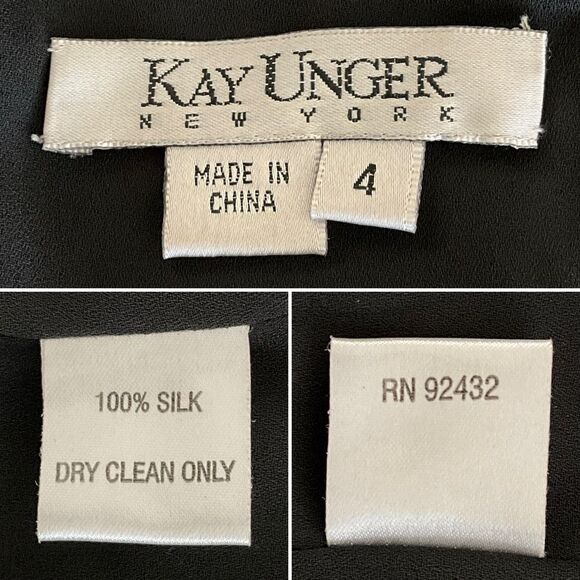 100% Silk Kay Unger Beaded Sequin Dress V-neck Black Floral 4 - Picture 4 of 10